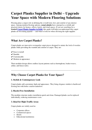 Carpet planks supplier in Delhi