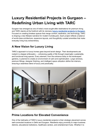 Luxury Residential Projects In Gurgaon _ TARC