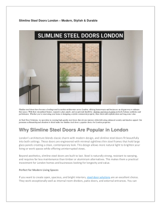 Premium Slimline Steel Doors in London | Steel Door Solutions