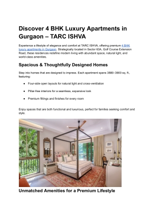 4 BHK Luxury Apartments In Gurgaon _ TARC