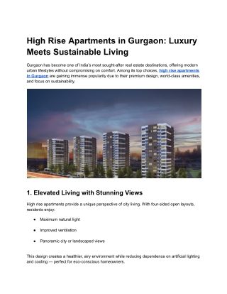 High Rise Apartments In Gurgaon  _ TARC