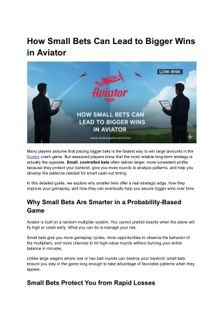 How Small Bets Can Lead to Bigger Wins in Aviator