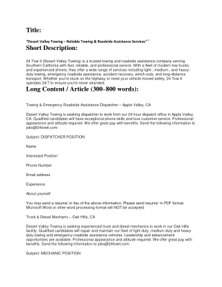 Desert Valley Towing