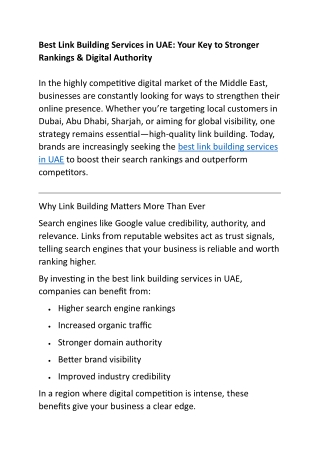 Best Link Building Services in UAE