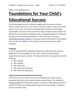 Foundations for Your Child’s Educational Success