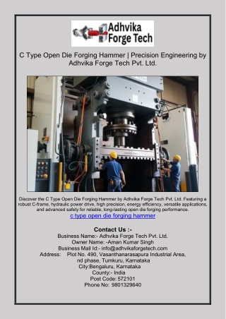 C Type Open Die Forging Hammer | Precision Engineering by Adhvika Forge Tech Pvt. Ltd.