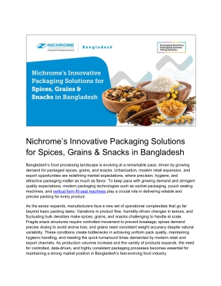 Nichrome’s Innovative Packaging Solutions for Spices, Grains & Snacks in Bangladesh