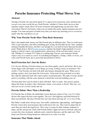 Porsche Insurance Protecting What Moves You