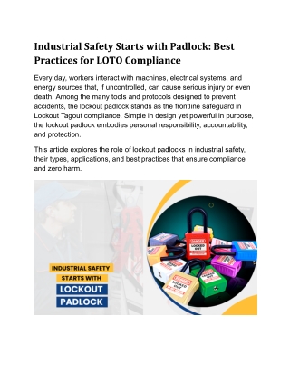 Industrial Safety Starts with Padlock_ Best Practices for LOTO Compliance