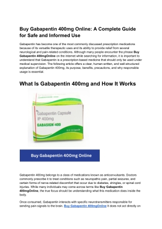 Buy Gabapentin 400mg Online_ A Complete Guide for Safe and Informed Use