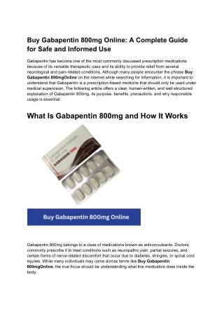 Buy Gabapentin 800mg Online_ A Complete Guide for Safe and Informed Use