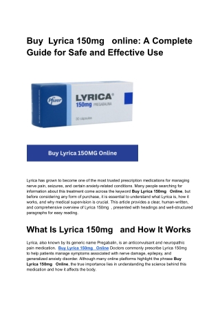Buy  Lyrica 150mg   online_ A Complete Guide for Safe and Effective Use