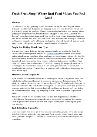 Fresh Fruit Shop: Where Real Food Makes You Feel Good