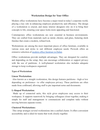 Workstation Design for Your Office