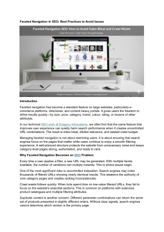 Faceted Navigation in SEO: Best Practices, Common Issues & Optimization Guide