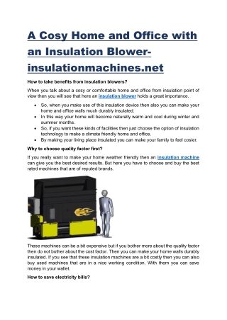 A Cosy Home and Office with an Insulation Blower-insulationmachines.net