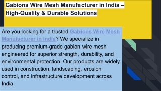Gabions Wire Mesh Manufacturers in India
