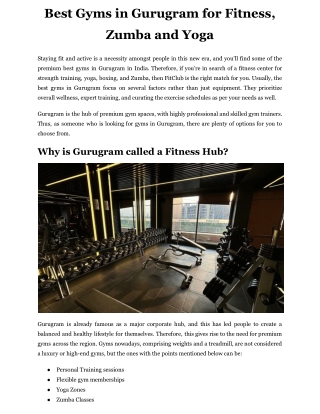 Best Gyms in Gurugram for Fitness, Zumba and Yoga