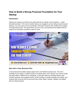 How to Build a Strong Financial Foundation for Your Startup