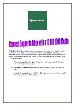 Connect Copper to Fiber with a 10 100 1000 Media Converter