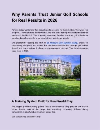 Why Parents Trust Junior Golf Schools for Real Results in 2026