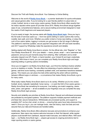 Discover the Thrill with Reddy Anna Book: Your Gateway to Online Betting