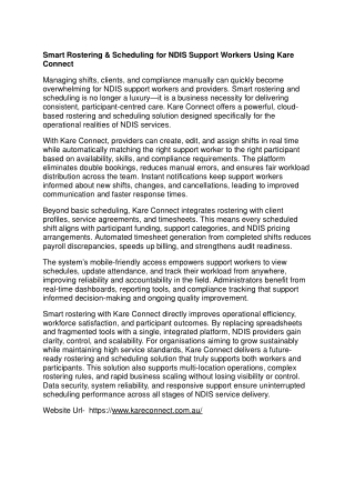 Smart Rostering & Scheduling for NDIS Support Workers Using Kare Connect