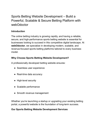 Advanced Sports Betting Website Development Solutions by webOdoctor
