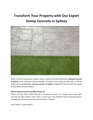 Transform Your Property with Our Expert Stamp Concrete in Sydney