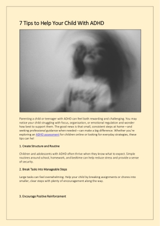 7 Tips to Help Your Child With ADHD