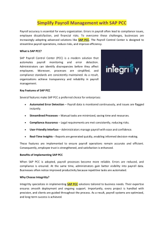 Simplify Payroll Management with SAP PCC