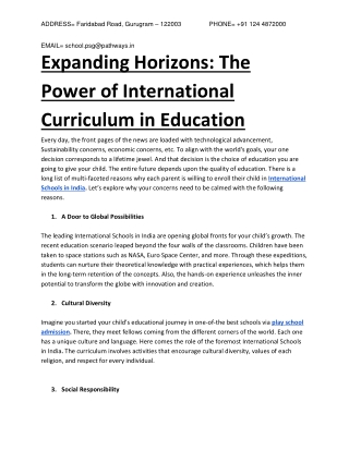 Expanding Horizons The Power of International Curriculum in Education