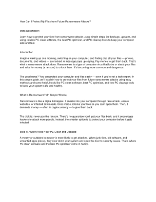 How Can I Protect My Files from Future Ransomware Attacks?