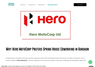 Why Hero MotoCorp Prefers Spring House Coworking in Gurgaon