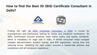How to find the Best ISI (BIS) Certificate Consultant in Delhi