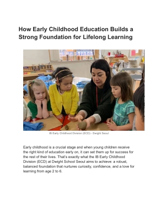 How Early Childhood Education Builds a Strong Foundation for Lifelong Learning