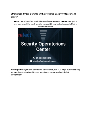 Strengthen Cyber Defense with a Trusted Security Operations Center