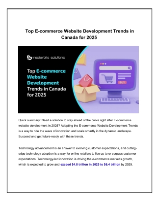Top E-commerce Website Development Trends in Canada for 2025.