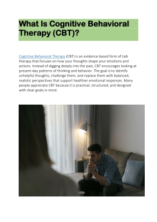 What Is Cognitive Behavioral Therapy