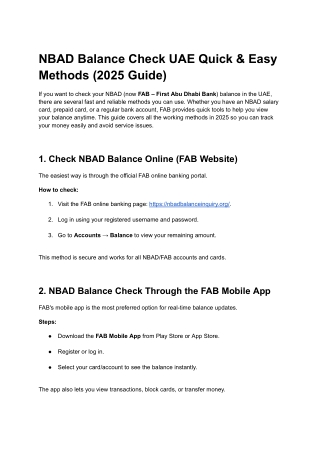 NBAD Balance Check UAE Quick & Easy Methods (2025 Guide)