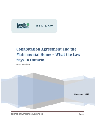 Cohabitation Agreement and the Matrimonial Home – What the Law Says in Ontario