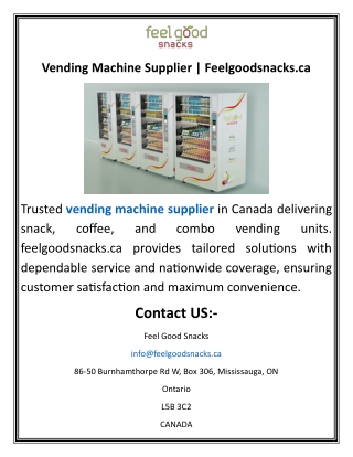 Vending Machine Supplier Feelgoodsnacks.ca