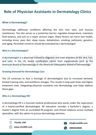 Role of Physician Assistants in Dermatology Clinics