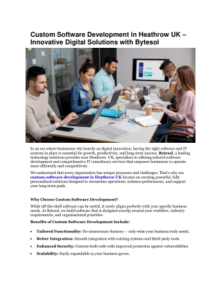 Custom Software Development in Heathrow UK by Byte Sol – Smart Digital Solutions