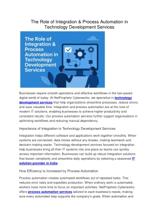 The Role of Integration & Process Automation in Technology Development Services