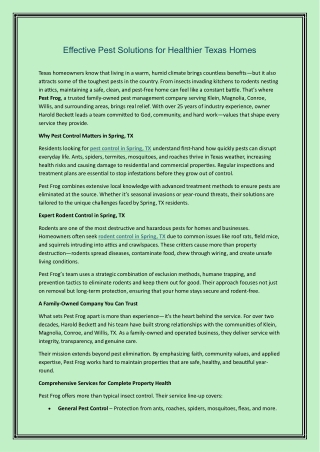 Effective Pest Solutions for Healthier Texas Homes