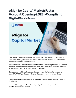 Compliance-Ready eSign Solutions for Capital Market Onboarding