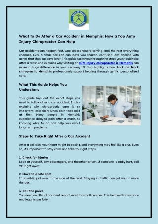 What to Do After a Car Accident in Memphis: How a Top Auto Injury Chiropractor