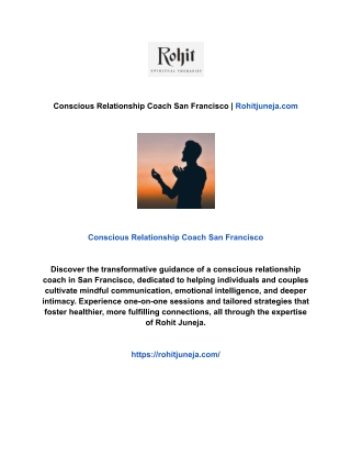 Conscious Relationship Coach San Francisco | Rohitjuneja.com