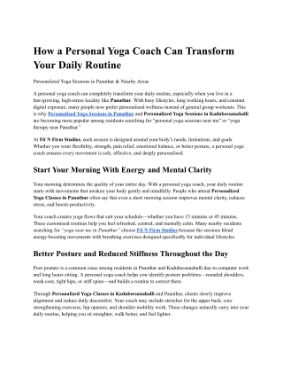 How a Personal Yoga Coach Can Transform Your Daily Routine